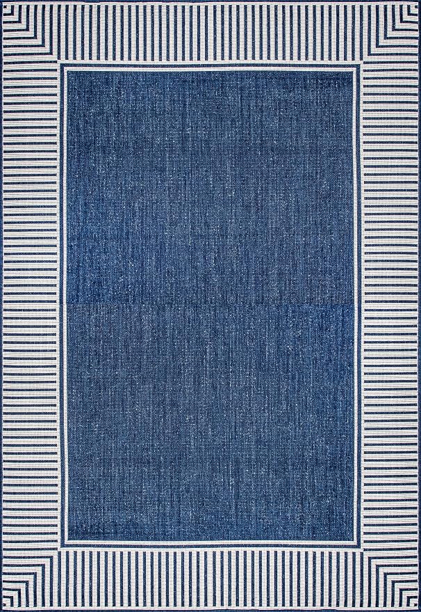 Nuloom Asha Navy/Ivory, Striped Border, Soft and Cozy, High Traffic, Easy Clean - Image 2