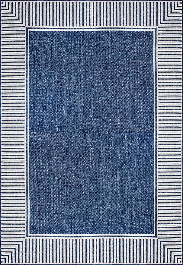 Nuloom Asha Navy/Ivory, Striped Border, Soft and Cozy, High Traffic, Easy Clean - Image 2
