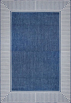 Nuloom Asha Navy/Ivory, Striped Border, Soft and Cozy, High Traffic, Easy Clean - Image 2