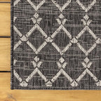 JONATHAN Y Moroccan Geometric Indoor Outdoor Square Area Rug 5X5 Black/Gray - Image 7