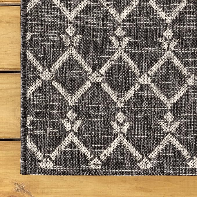 JONATHAN Y Moroccan Geometric Indoor Outdoor Square Area Rug 5X5 Black/Gray - Image 7