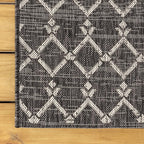 JONATHAN Y Moroccan Geometric Indoor Outdoor Round Area Rug 9 Ft Black/Gray - Image 7