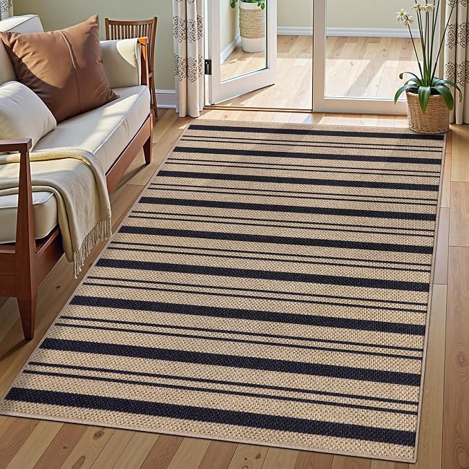 Tangsoo Stripe Easy Jute Rug, Ultra Thin 3x5 Washable Area Rug - Image 2