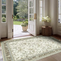 Beige Taupe Floral Area Rug for Entryway 2x3 Washable Small Rug Low Pile Non by BILEEHOME