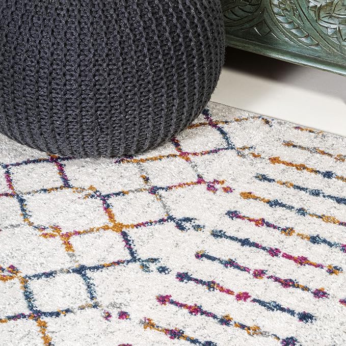 JONATHAN Y Boho Vintage Diamond Cream/Multi Indoor Area Rug 4X6 ft, Moroccan - Image 8
