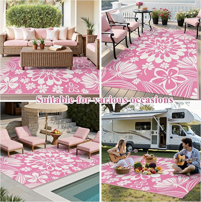 Ileading Outdoor Patio Rug, Waterproof Plastic Straw Mat, Portable Outside Deck - Image 8