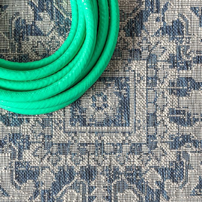 JONATHAN Y Boho Medallion Indoor Outdoor Round Area Rug 6 Ft Navy/Gray - Image 3