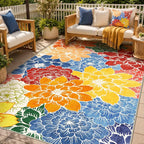 GENIMO Indoor Outdoor Area Rug 9'x12', Machine Washable Rugs by GENIMO