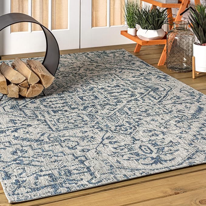 JONATHAN Y Boho Medallion Indoor Outdoor Area Rug 3X5 Navy/Gray, Estrella - Image 7