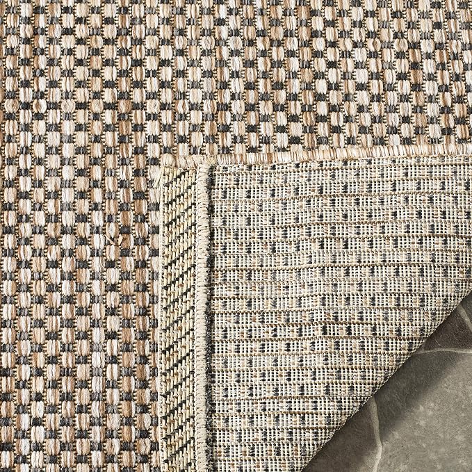 SAFAVIEH Courtyard Collection 4' Round Natural/Black CY8521 Indoor/ Outdoor - Image 4
