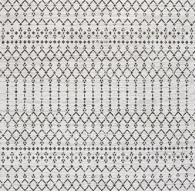 JONATHAN Y Moroccan Geometric Indoor Outdoor Square Area Rug 3X3 Cream/Black - Image 8