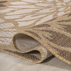 JONATHAN Y Floral Textured Weave Indoor Outdoor Square Area Rug 4X4 Brown/Cream - Image 3