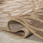 JONATHAN Y Floral Textured Weave Indoor Outdoor Area Rug 4X6 Brown/Cream - Image 5