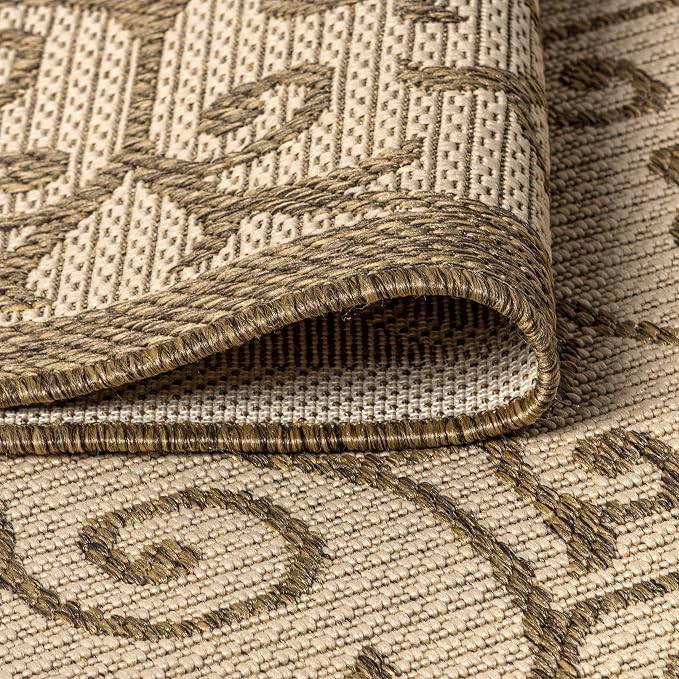 JONATHAN Y Vintage Filigree Indoor Outdoor Square Area Rug 8X8 Beige/Brown - Image 4