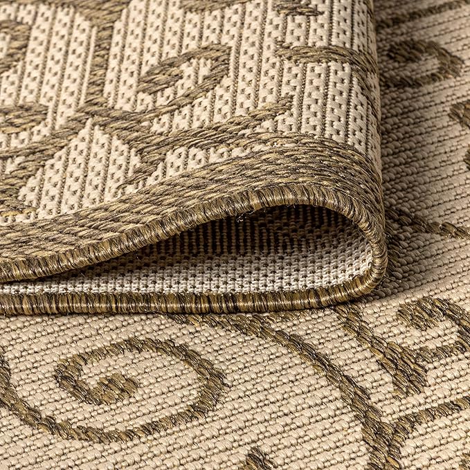 JONATHAN Y Vintage Filigree Indoor Outdoor Octagon Area Rug 5 Ft Beige/Brown - Image 4