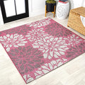 JONATHAN Y Floral Textured Weave Indoor Outdoor Square Area Rug 5X5 by JONATHANY