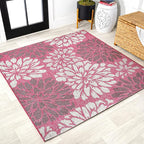 JONATHAN Y Floral Textured Weave Indoor Outdoor Square Area Rug 5X5 by JONATHANY