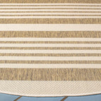 SAFAVIEH Courtyard Collection 4' Round Brown/Bone CY6062 Stripe Indoor/ Outdoor - Image 5