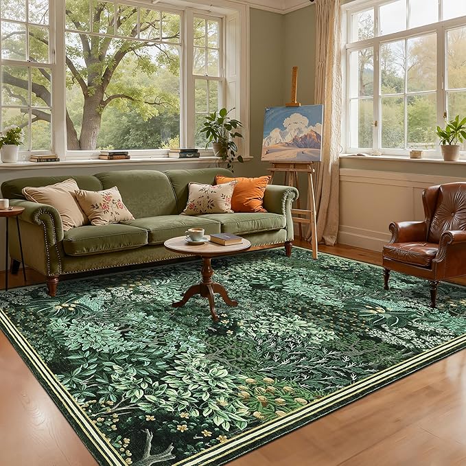 GarveeHome Forest Rugs 5x7, Botanical Low Pile Non Slip Stain Resistance - Image 2