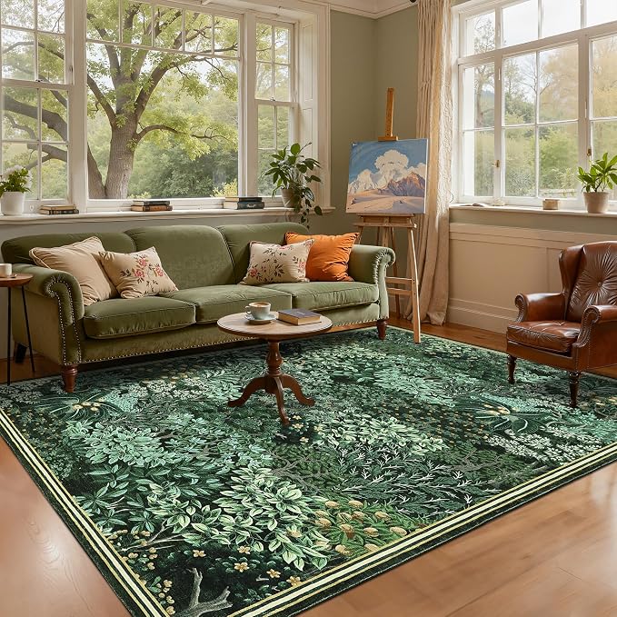 GarveeHome Forest Rugs 6x9, Botanical Low Pile Non Slip Stain Resistance by GarveeHome