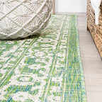 JONATHAN Y Boho Medallion Indoor Outdoor Runner Rug 2X8 Cream/Green, Malta - Image 6