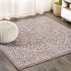 JONATHAN Y Boho Medallion Indoor Outdoor Square Area Rug 9X9 Red/Taupe by JONATHANY