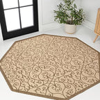 JONATHAN Y Vintage Filigree Indoor Outdoor Octagon Area Rug 8 Ft Beige/Brown by JONATHANY