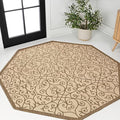 JONATHAN Y Vintage Filigree Indoor Outdoor Octagon Area Rug 5 Ft Beige/Brown by JONATHANY