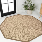 JONATHAN Y Vintage Filigree Indoor Outdoor Octagon Area Rug 5 Ft Beige/Brown by JONATHANY