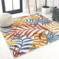 JONATHAN Y Tropics Palm Leaves Indoor Outdoor Square Area Rug 6X6 Cream/Orange by JONATHANY