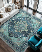 RELEANY Area Rugs 6'x9' Washable Non-Slip, Floral Vintage Distress Medallion - Image 5