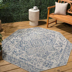 JONATHAN Y Boho Medallion Indoor Outdoor Octagon Area Rug 8 Ft Navy/Gray - Image 3