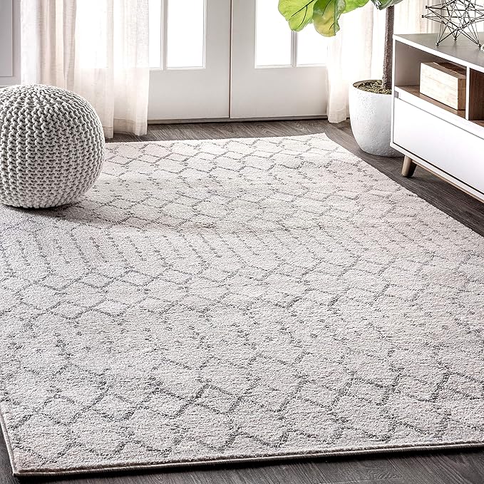 JONATHAN Y Boho Vintage Diamond Cream/Gray Indoor Area Rug 9X12 ft, Moroccan by JONATHANY