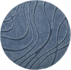 SAFAVIEH Florida Shag Collection 5' Round Light Blue / Blue SG471 Abstract Wave - Image 3
