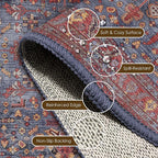 Washable Area Rug 2'6'' x 8' Vintage Traditional Persian Mat - Image 6