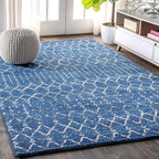 JONATHAN Y Boho Vintage Diamond Blue/White Indoor Area Rug 8X10 ft, Moroccan by JONATHANY