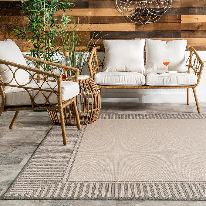Nuloom Asha Light Grey/Ivory, Striped Border, Soft and Cozy, High Traffic - Image 6