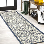 JONATHAN Y Vintage Filigree Indoor Outdoor Runner Rug 2X10 Navy/Beige, Madrid by JONATHANY