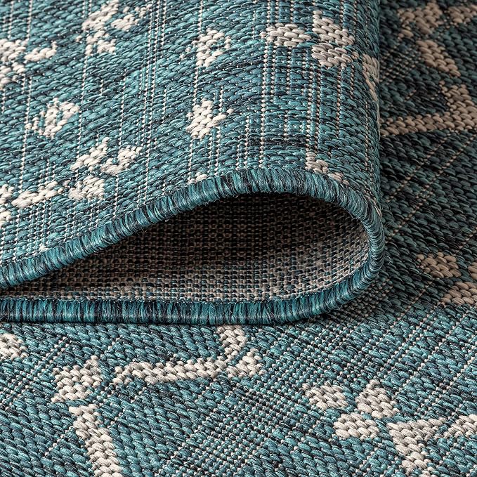 JONATHAN Y Moroccan Geometric Indoor Outdoor Area Rug 8X10 Teal/Gray, Ourika - Image 5