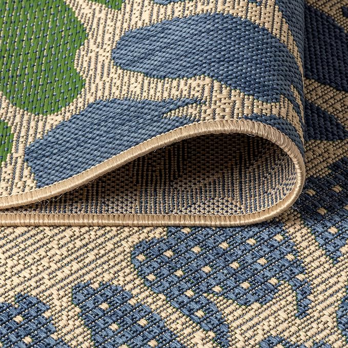JONATHAN Y Floral Textured Weave Indoor Outdoor Area Rug 3X5 Navy/Green - Image 8