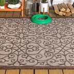 JONATHAN Y Vintage Filigree Indoor Outdoor Area Rug 4X6 Taupe/Espresso - Image 11