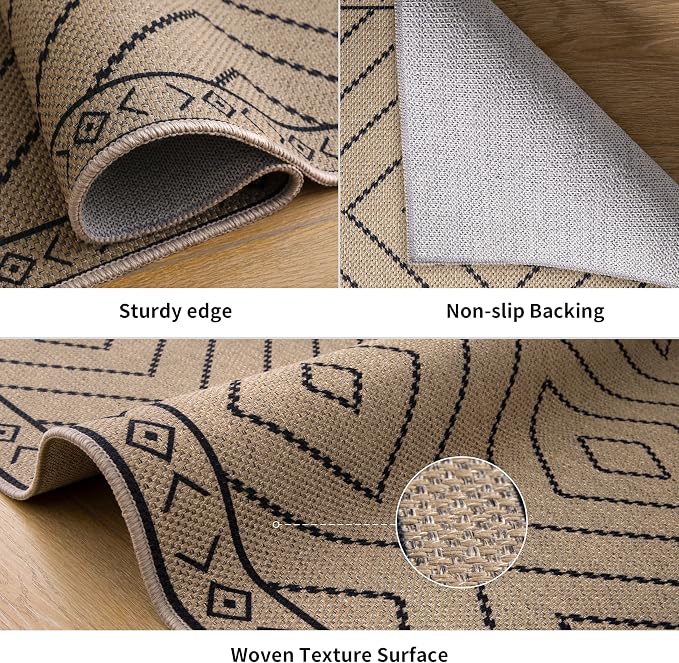 Tangsoo Easy Jute Rug 3x5 for Entryway, Geometric Non-Slip Washable Indoor - Image 4