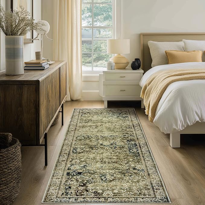 Boho Washable Runner Rug for Kitchen, Non Slip Rubber Backing Non Skid Oriental - Image 9