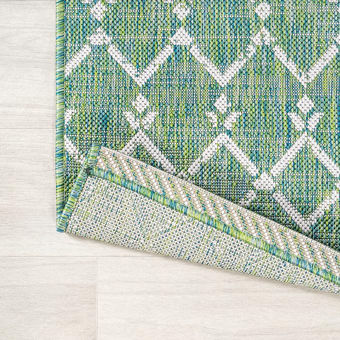 JONATHAN Y Moroccan Geometric Indoor Outdoor Square Area Rug 5X5 Green/Cream - Image 3