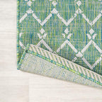 JONATHAN Y Moroccan Geometric Indoor Outdoor Square Area Rug 5X5 Green/Cream - Image 3
