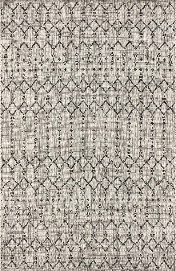 JONATHAN Y Moroccan Geometric Indoor Outdoor Area Rug 3X5 Light Gray/Black - Image 8