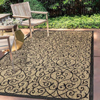 JONATHAN Y Vintage Filigree Indoor Outdoor Area Rug 5X8 Black/Khaki, Madrid - Image 3