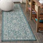 JONATHAN Y Boho Medallion Indoor Outdoor Runner Rug 2X8 Teal/Gray, Malta by JONATHANY
