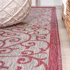JONATHAN Y Vintage Filigree Indoor Outdoor Area Rug 8X10 Light Gray/Fuchsia - Image 8