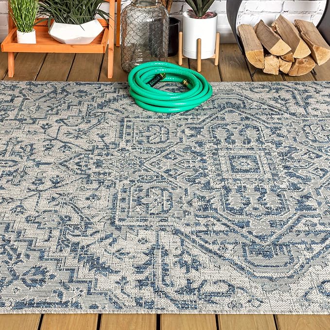 JONATHAN Y Boho Medallion Indoor Outdoor Area Rug 3X5 Navy/Gray, Estrella - Image 10